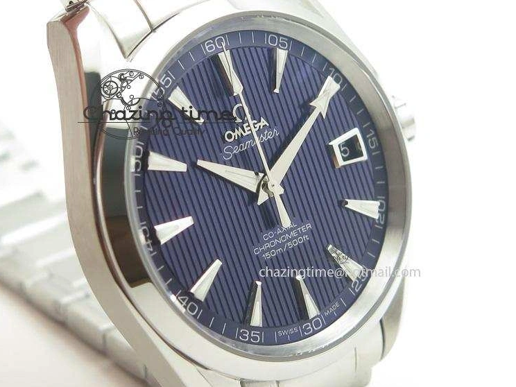 0203 Affordable Aqua Terra 150M SS 1:1 Best Edition Deep Blue Textured Dial On SS Bracelet A 8253